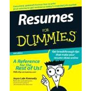 Resumes For Dummies<sup>®</sup>, 5th Edition 9780470080375