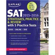 Kaplan SAT Strategies, Practice, and Review 2015-2016 with 5 Practice Tests Book + Online + DVD 9781625231499
