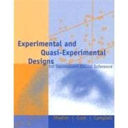 Experimental and Quasi-Experimental Designs for Generalized Causal Inference 9780395615560