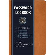 Password Logbook (Cognac Leatherette) Keep Track of Usernames, Passwords, Web Addresses, and 2FA Met