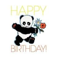 Panda With Bouquet of Flowers - Birthday Greeting Cards